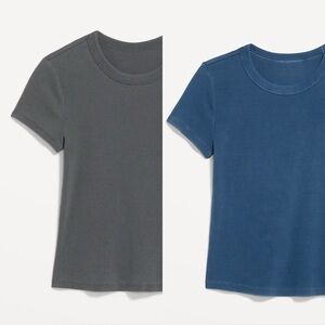 NWOT Old Navy snug fit ribbed crop tee teal and gray bundle